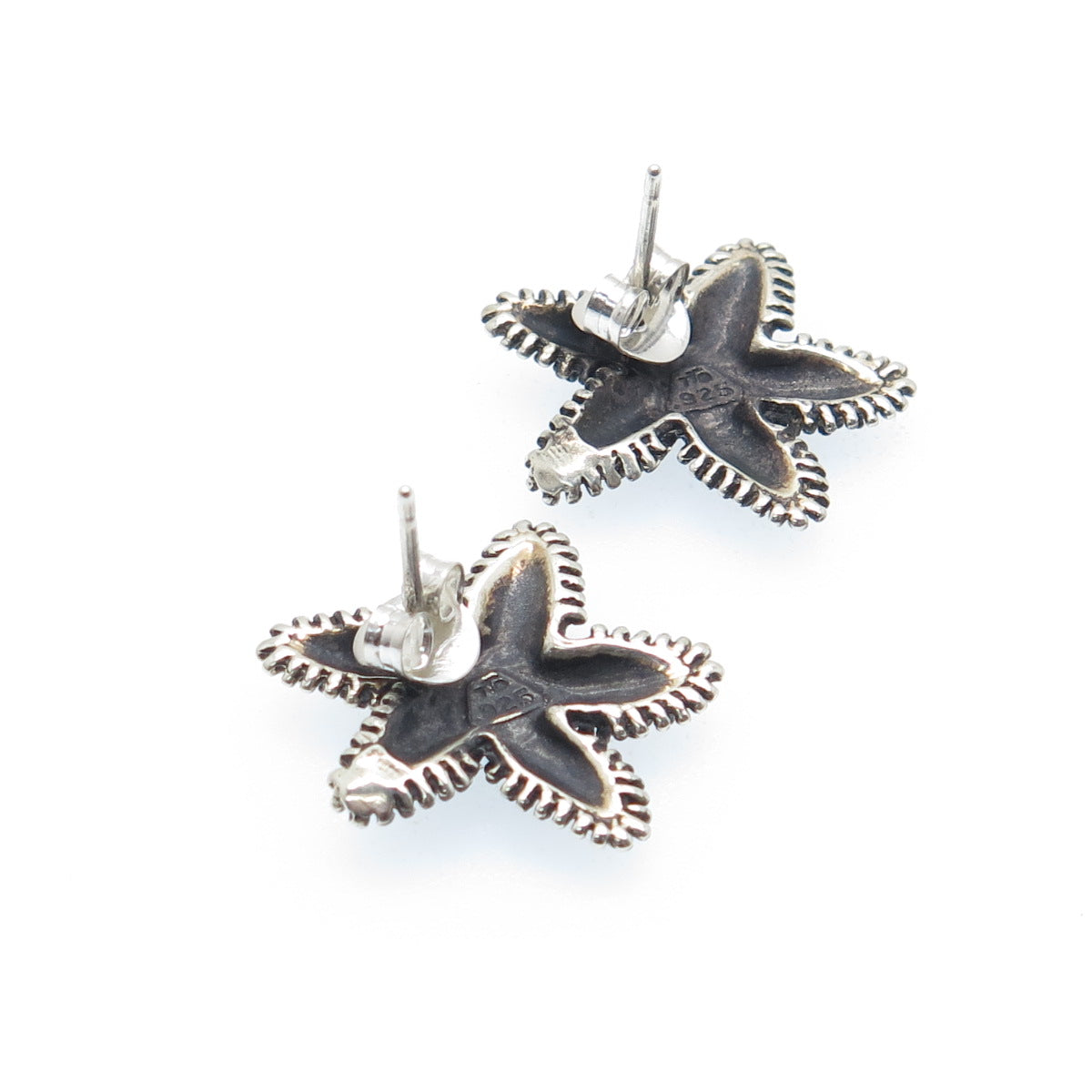 THE TOUCH 925 Sterling Silver Vintage Starfish Oxidized Stud Earrings