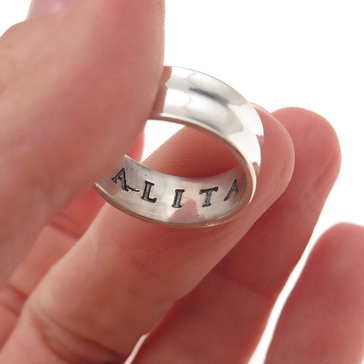 Laurel Elliot 925 Sterling Silver Vintage Aequalitas Band Ring Size 7