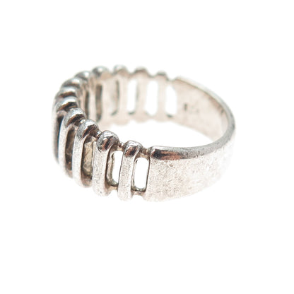925 Sterling Silver Vintage Ribbed Oxidized Ring Size 6