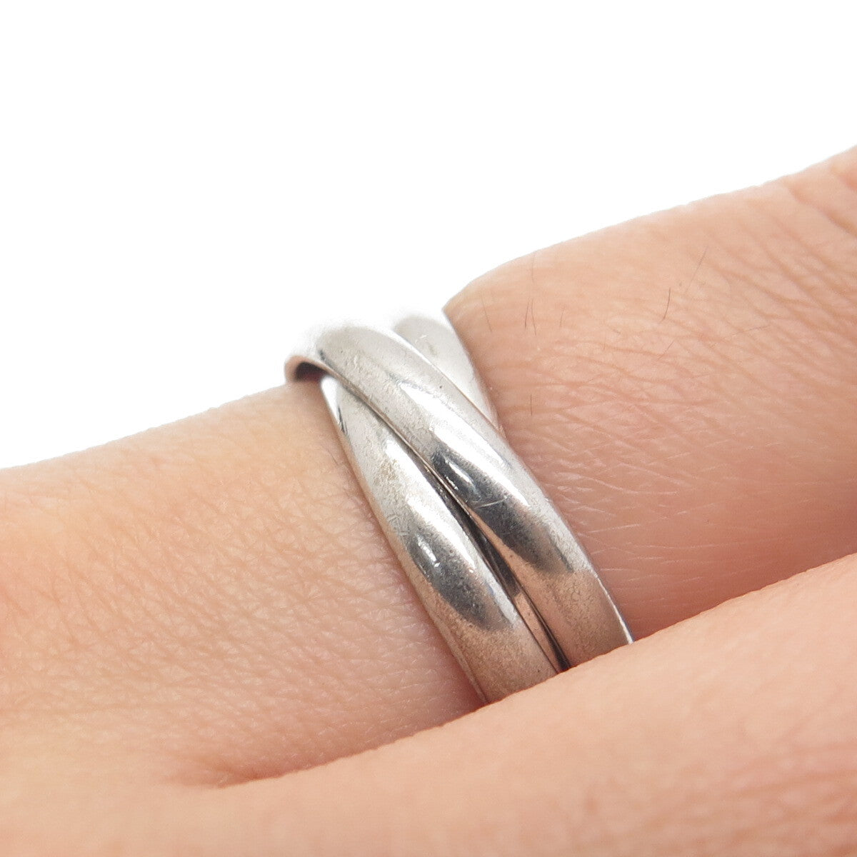 SETA 925 Sterling Silver Vintage Trinity Band Oxidized Ring Size 5.75