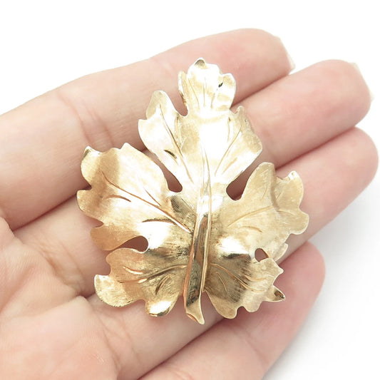 925 Sterling Silver Gold Plated Vintage Napier Oak Leaf Pin Brooch