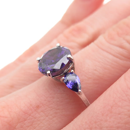 Chuck Clemency 925 Sterling Silver Vintage Real Amethyst Ring Size 6.75