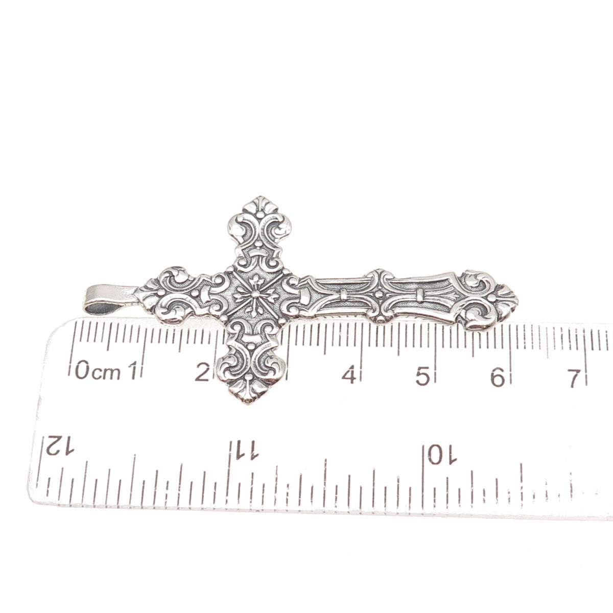 Shube 925 Sterling Silver Vintage Cross Religious Oxidized Charm Pendant