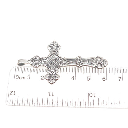 Shube 925 Sterling Silver Vintage Cross Religious Oxidized Charm Pendant