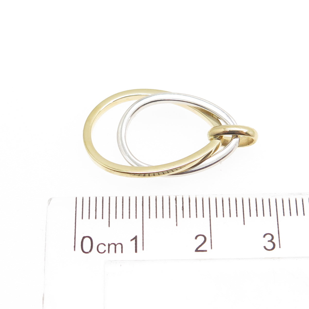 14K Yellow & White Gold Interlocked Teardrop Minimalist Charm Pendant