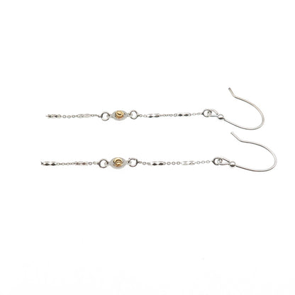925 Sterling Silver 2-Tone Italy Diamond-Cut Ball Drop Chain Dangle Earrings