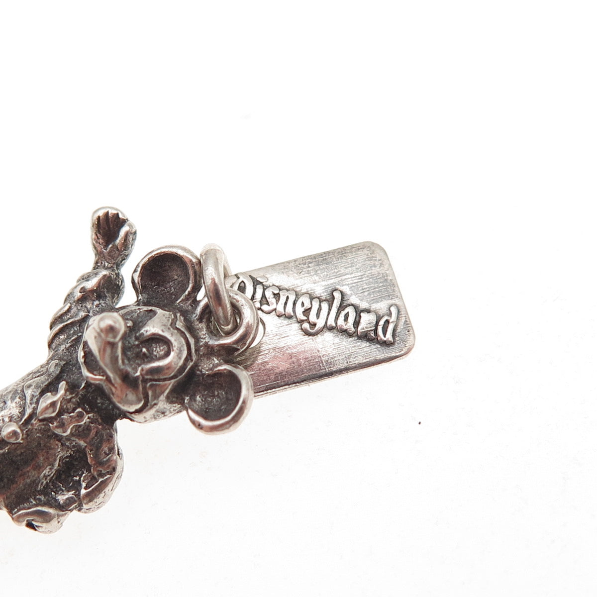 Walt Disney 925 Sterling Silver Vintage Mickey Mouse Oxidized 3D Charm Pendant