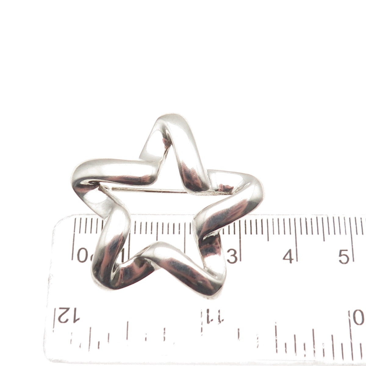 925 Sterling Silver Vintage Modenrist Star Oxidized Pin Brooch