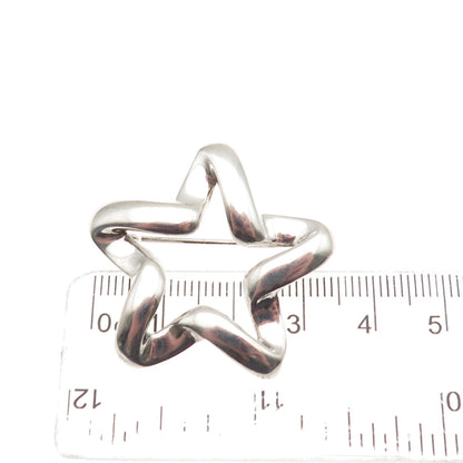 925 Sterling Silver Vintage Modenrist Star Oxidized Pin Brooch