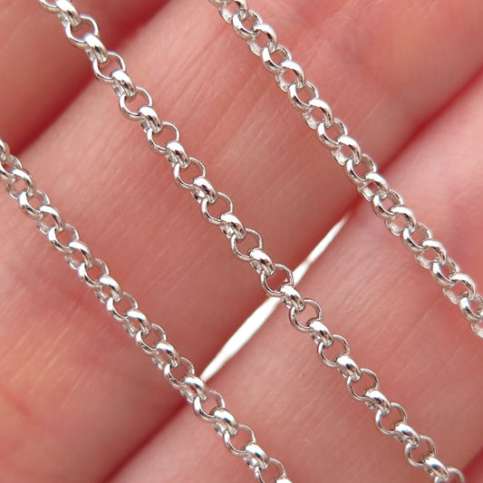 925 Sterling Silver Italy Rolo Chain Necklace 18"