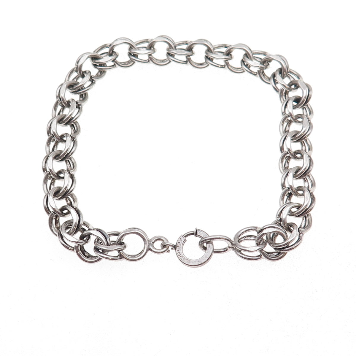 925 Sterling Silver Antique Art Deco Bismark Link Bracelet 7.75"