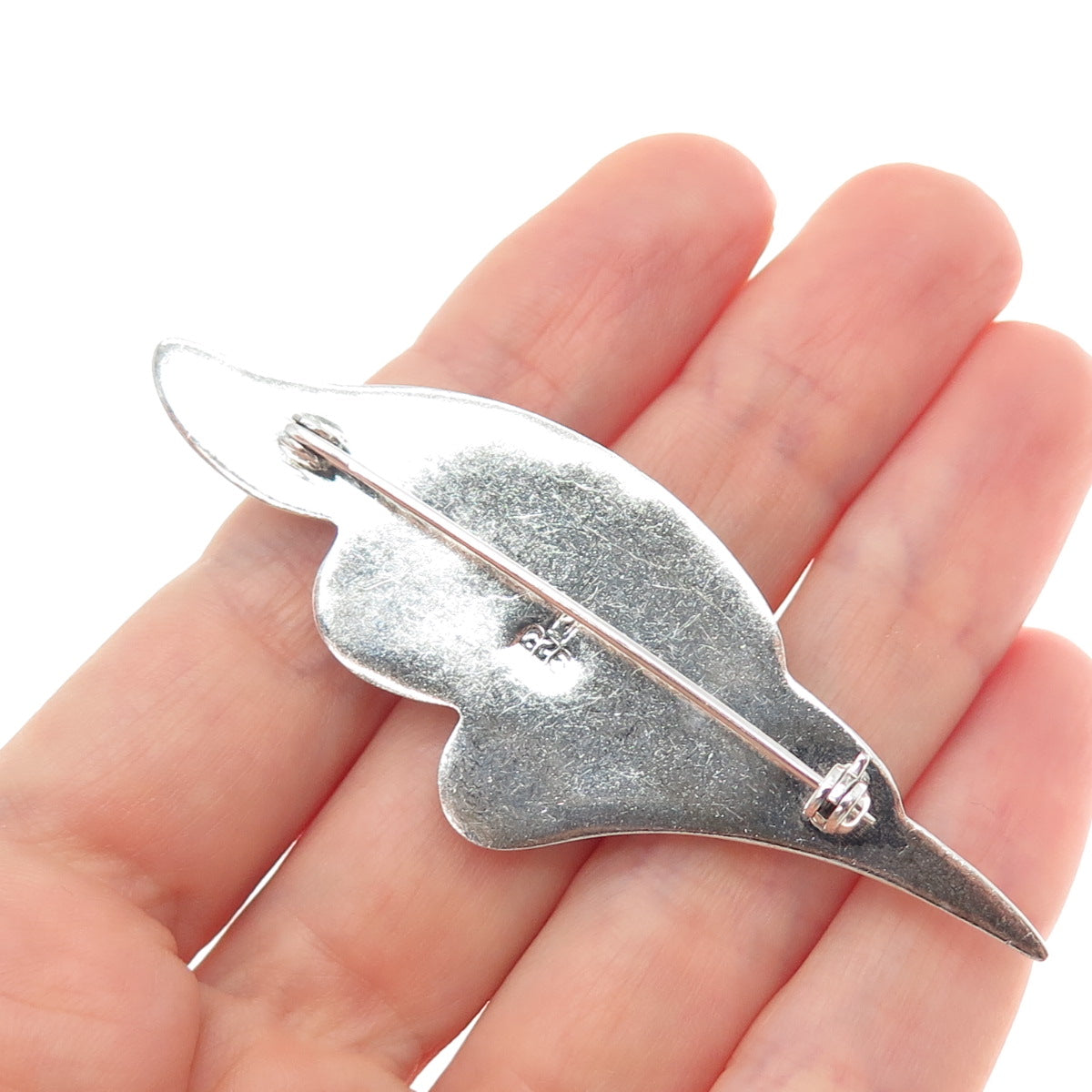 925 Sterling Silver Vintage Modernist Puffy Pin Brooch