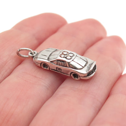 SUNWEST 925 Sterling Silver Vintage Number 88 Race Car Oxidized Charm Pendant