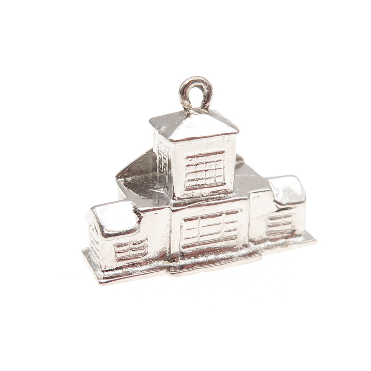 Town & Country 925 Sterling Silver Vintage Schoolhouse 3D Mini Charm Pendant