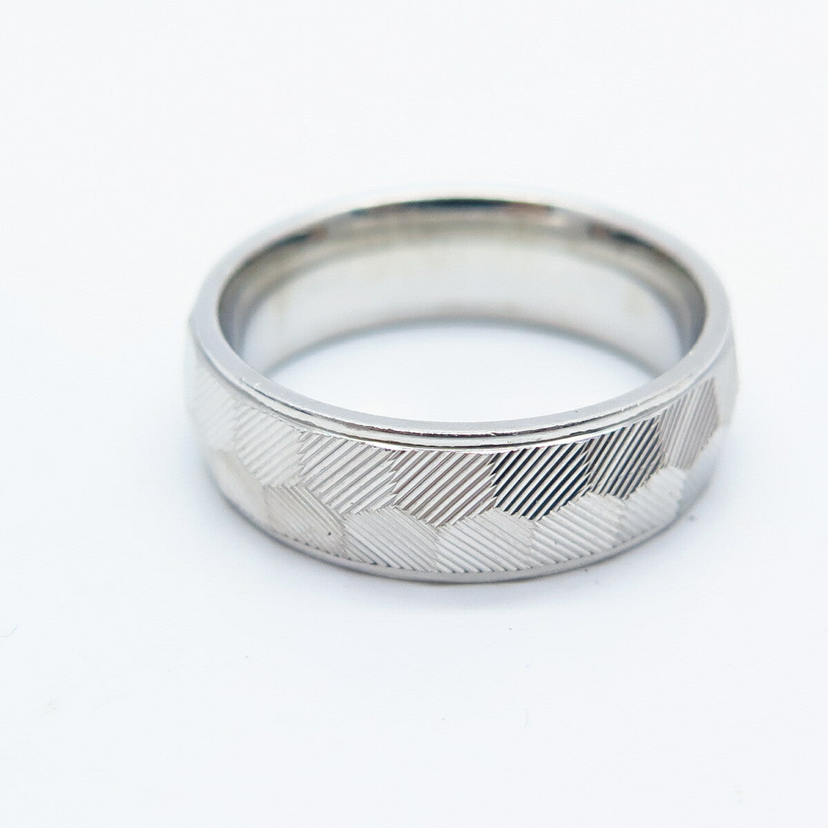 925 Sterling Silver Striped Band Ring Size 5.75