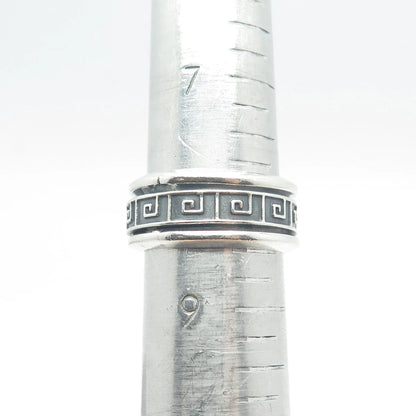 925 Sterling Silver Vintage Greek Maze Rotating Band Ring Size 8.5