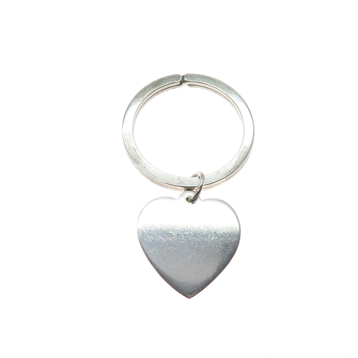 J.T. INMAN 925 Sterling Silver Vintage Heart Tag Key Fob Ring