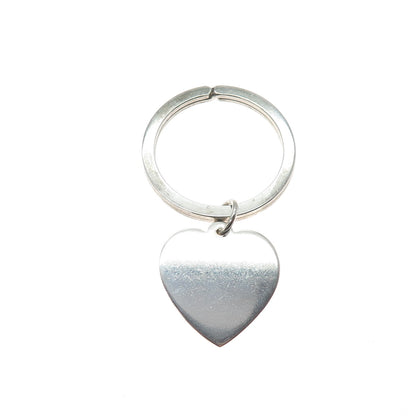 J.T. INMAN 925 Sterling Silver Vintage Heart Tag Key Fob Ring