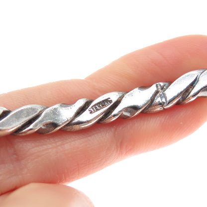 925 Sterling Silver Vintage Twisted Bangle Oxidized Bracelet 8.5"