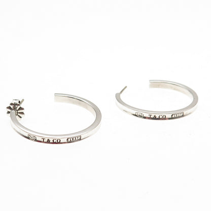 Tiffany & Co. 925 Sterling Silver Vintage 1837 Collection Hoop Earrings