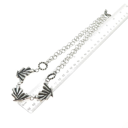 KATHERINE LINCOLN Sterling Silver Vintage Modernist Floral Chain Necklace 20"