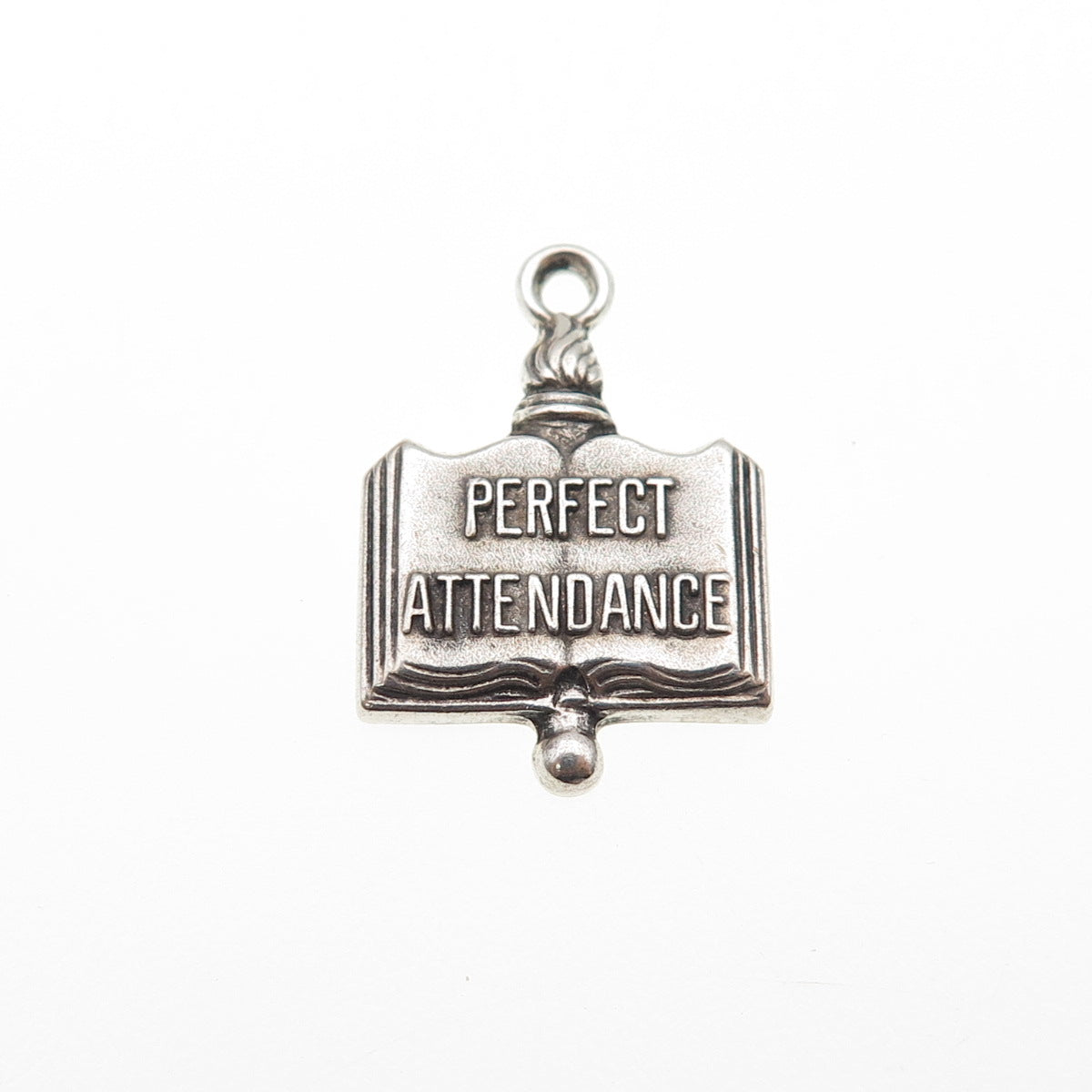 GREEN KC Sterling Silver Vintage Perfect Attendance Oxidized Mini Charm Pendant