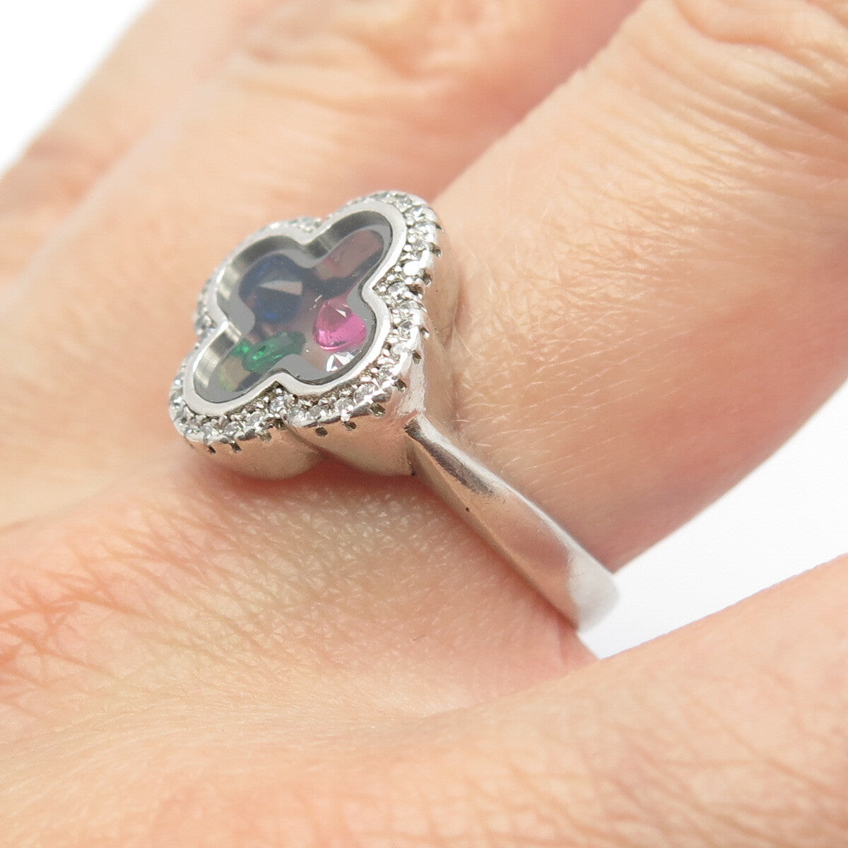 925 Sterling Silver Multi-C Z Cross Ring Size 7.25