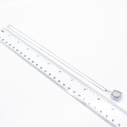 925 Sterling Silver C Z Box Chain Necklace 18"