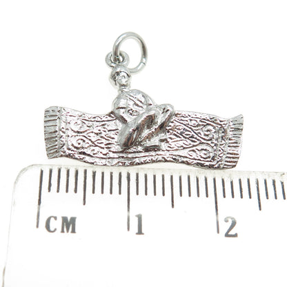 925 Sterling Silver Vintage Aladdin Magic Carpet Charm Pendant