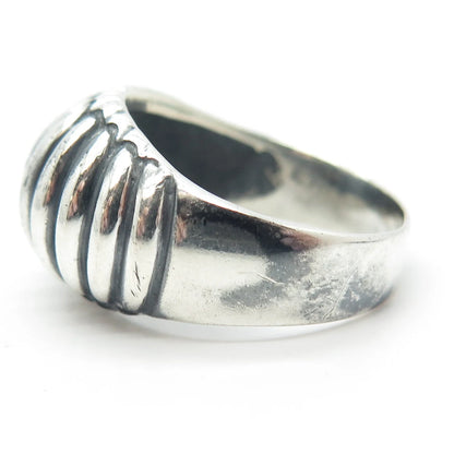 925 Sterling Silver Vintage Ribbed Ring Size 9.75