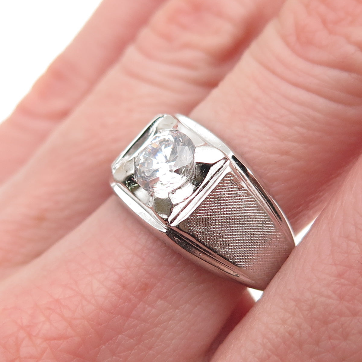 Vargas & Lind 925 Sterling Silver Antique Art Deco Round-Cut C Z Ring Size 10