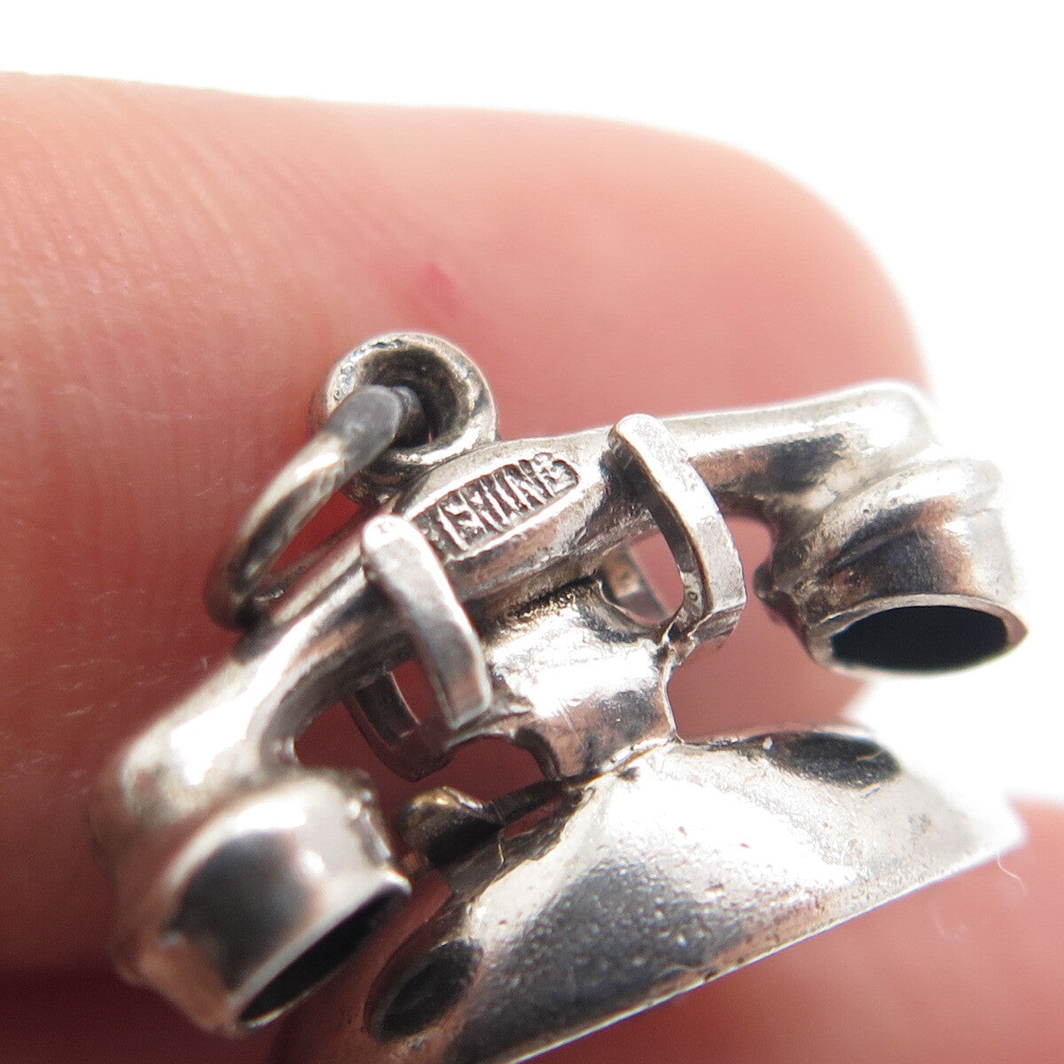 925 Sterling Silver Antique "I Love You" Rotary Telephone Minimalist Pendant