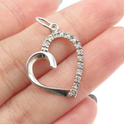 925 Sterling Silver Vintage Rhinestone Heart Charm Pendant