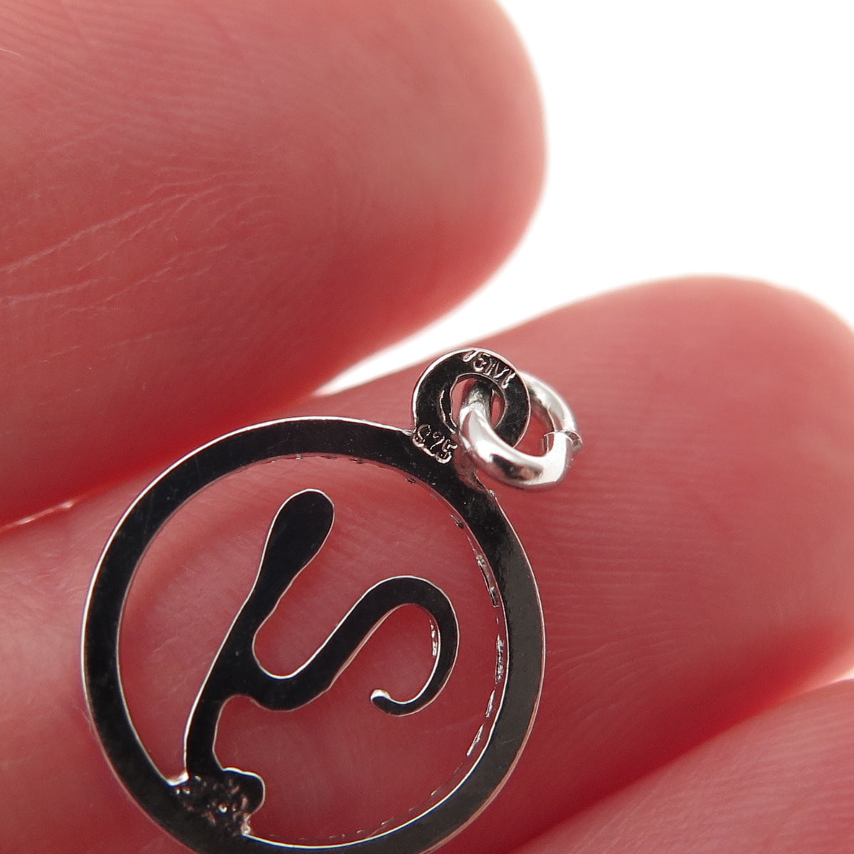 925 Sterling Silver Vintage Diamond-Cut Letter Y Initial Mini Charm Pendant