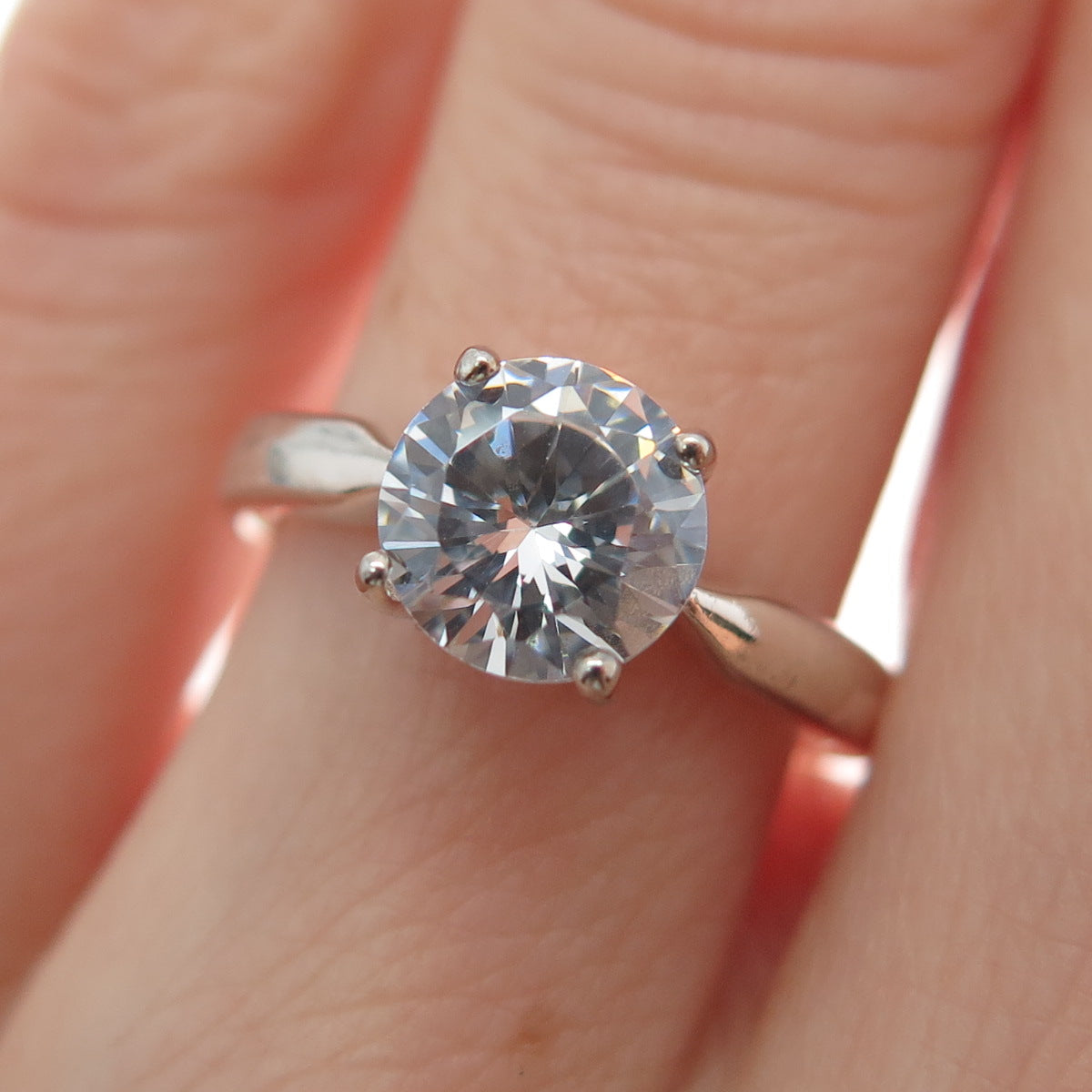 CHAPAL ZENRAY 925 Sterling Silver Round-Cut C Z Engagement Ring Size 6