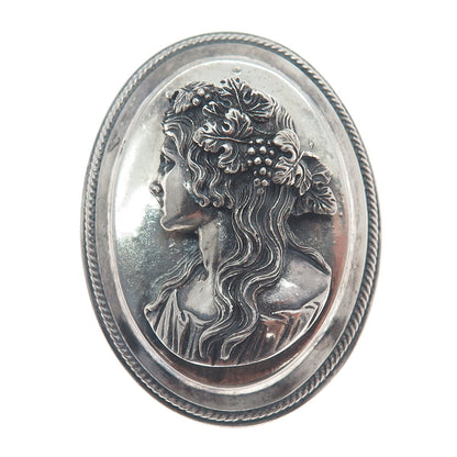 HENRYK WINOGRAD Sterling Silver Antique Lady Oxidized Pin Pendant (missing pin)