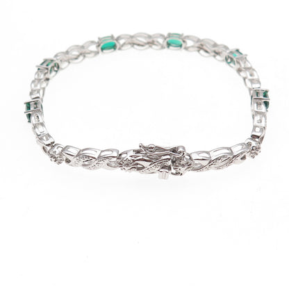 Han 925 Sterling Silver Real Chrome Diopside Infinity Link Bracelet 7.25"