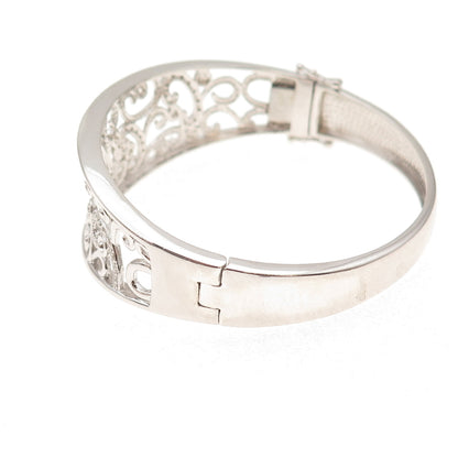 925 Sterling Silver Round-Cut C Z Floral Scroll Bracelet 6.75"