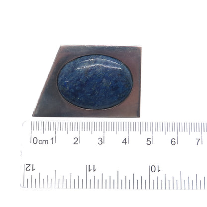 950 Silver Vintage Mexico Real Lapis Lazuli Modernist Geometric Pendant