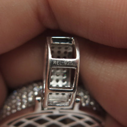 925 Sterling Silver REL Pave C Z Hand & Ball Pendant