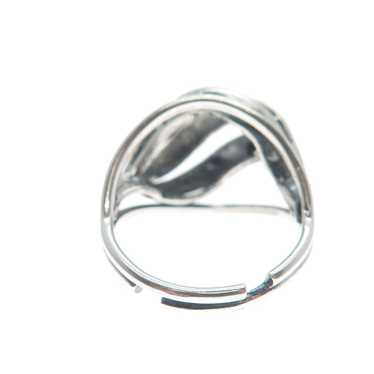 BEAU Sterling Silver Antique Art Deco Wavy Oxidized Adjustable Ring Size 5.25