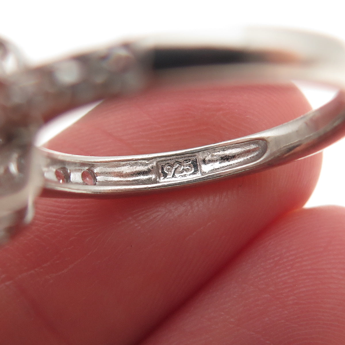 KRN Kiran 925 Sterling Silver Real White Topaz Engagement Ring Size 7