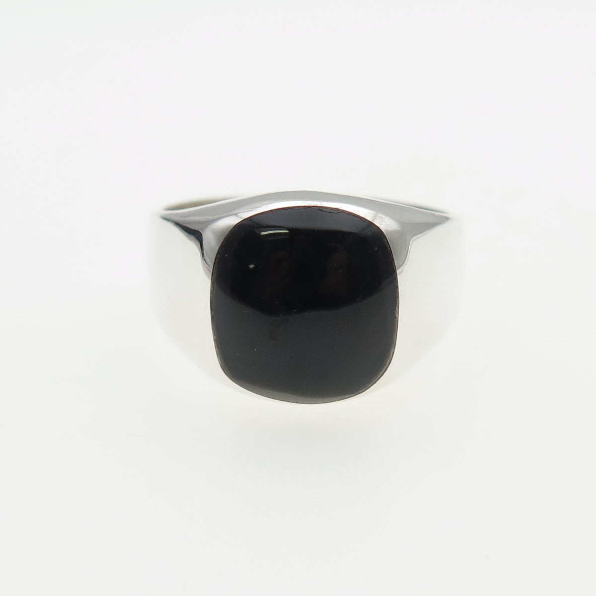 925 Sterling Silver Vintage Mexico Real Black Onyx Modernist Ring Size 12