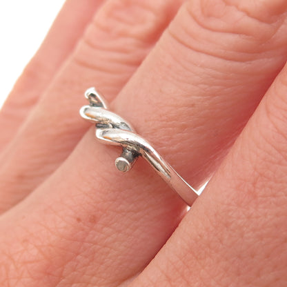 925 Sterling Silver Vintage Twisted Oxidized Ring Size 7