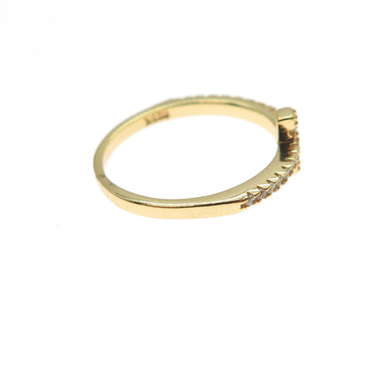 925 Sterling Silver Gold Plated Round-Cut C Z Cross Ring Size 6