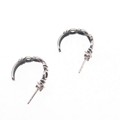 925 Sterling Silver Vintage Infinity Oxidized Hoop Earrings