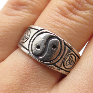 925 Sterling Silver Vintage Yin Yang Oxidized Ring Size 7.5