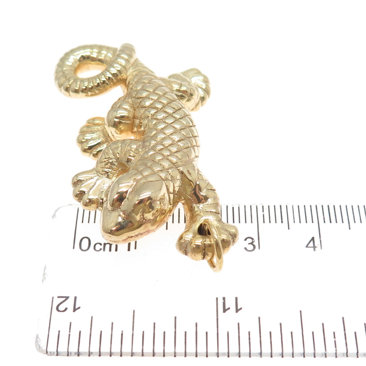 ITAOR 925 Sterling Silver Gold Plated Vintage Italy Lizard 3D Charm Pendant