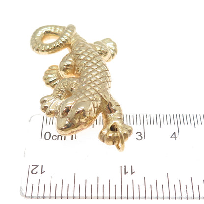 ITAOR 925 Sterling Silver Gold Plated Vintage Italy Lizard 3D Charm Pendant