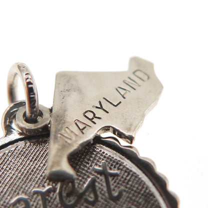 ELCO 925 Sterling Silver Vintage Dearest Mother Maryland Charm Pendant